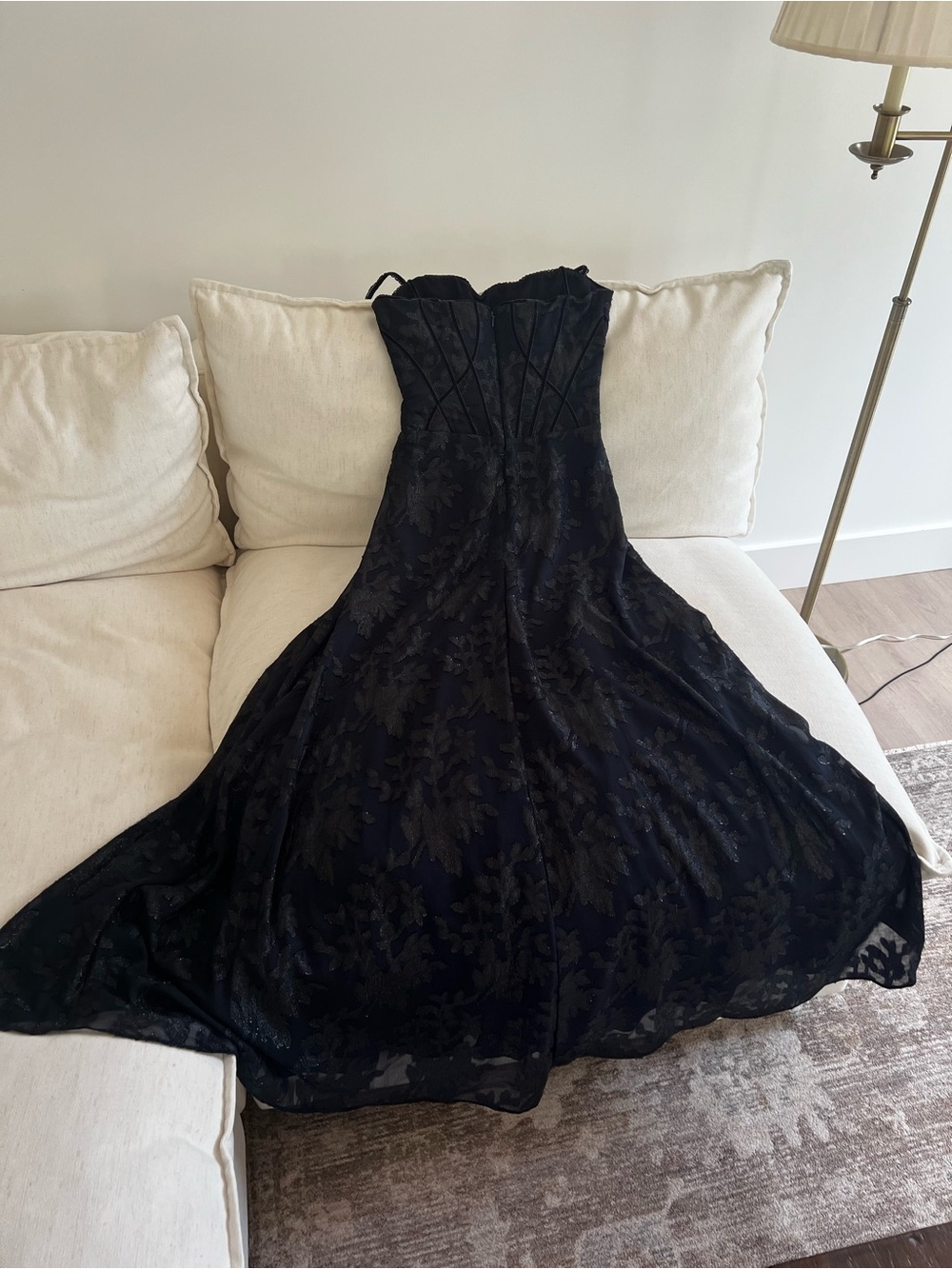 House Of Cb ESME Midnight Blue Lurex Chiffon Maxi Dress - Picture 6 of 9